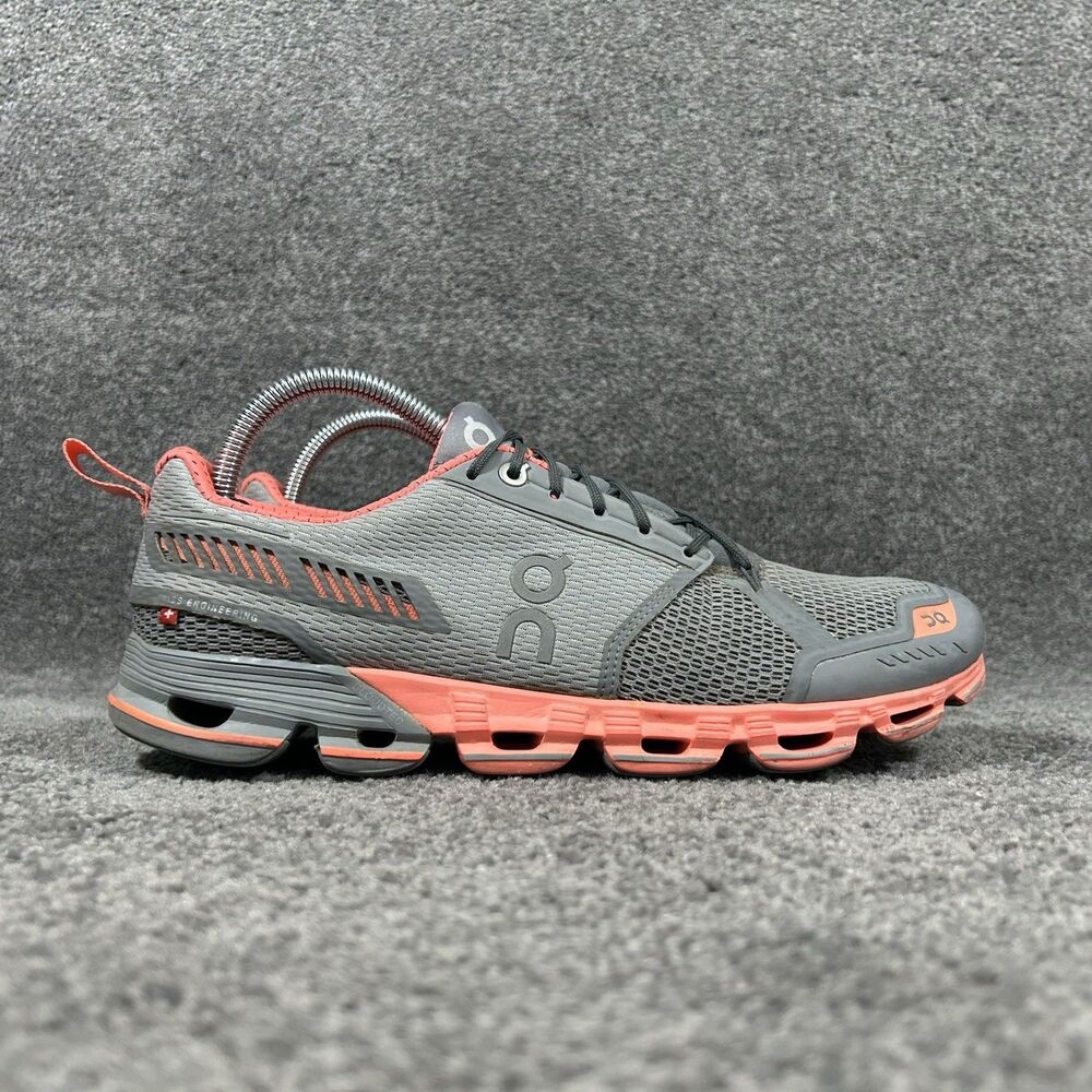 On Cloudflyer Women’s Size 10.5 Gray Orange Running Athletic Gym Shoes Used
